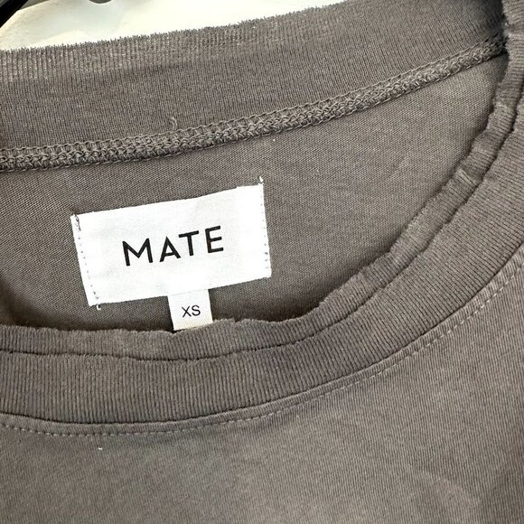 NWT MATE the Label Charcoal Organic Cotton Raw Neck Boxy Tee - Size XS - Picture 3 of 11